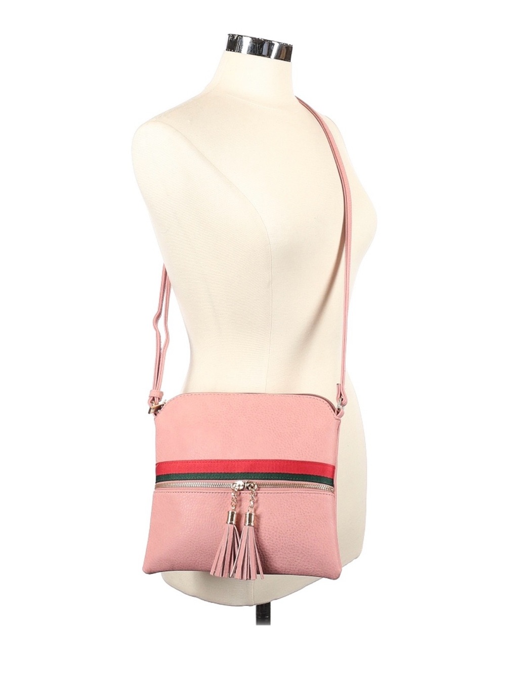Pink Crossbody Bag with Tassel Detail